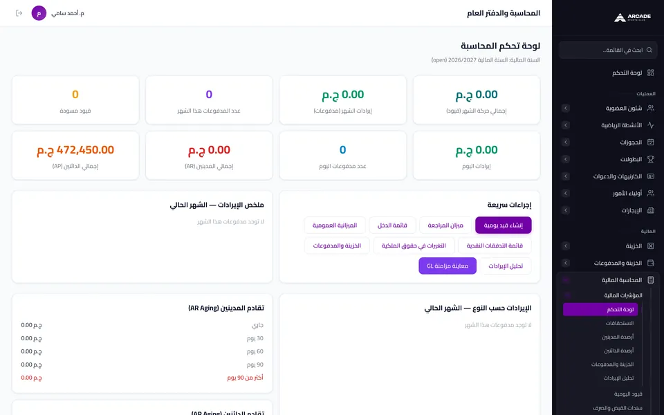 Club ERP: Accounting dashboard