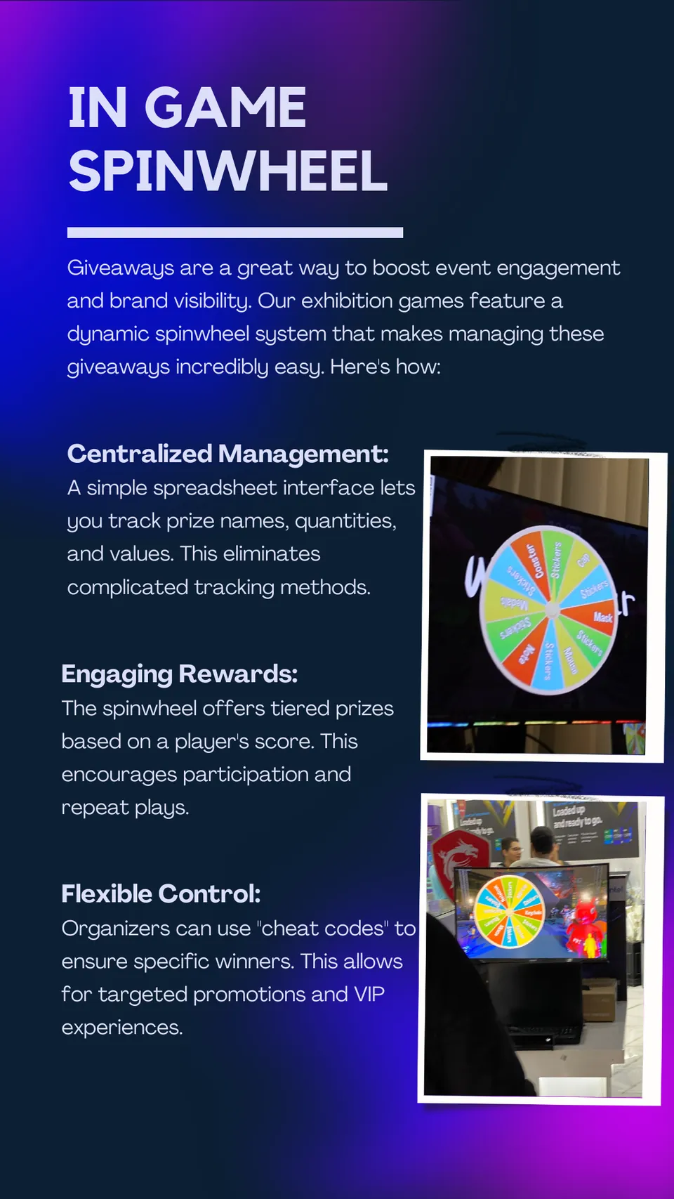 Motion-tracking booth games: The prize wheel