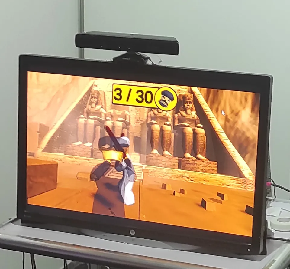 Saba’ Al-Layl games: On a monitor with the Kinect on top